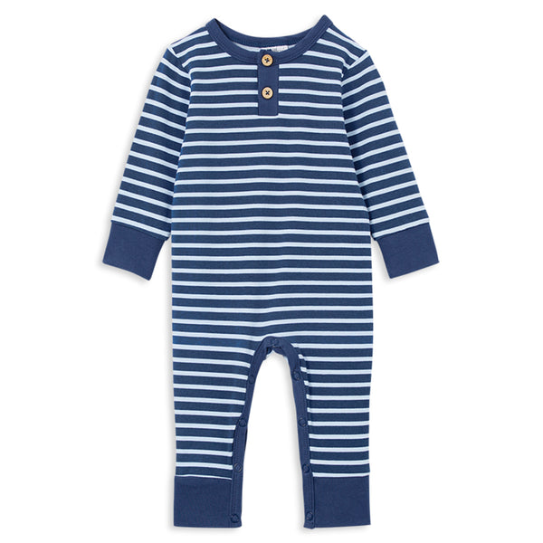 Milky indigo stripe romper available from www.thecollectivenz.com