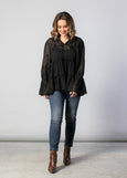 Daisy Blouse - Black Embroidery
