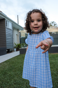 Milky blue check dress available from www.thecollectivenz.com