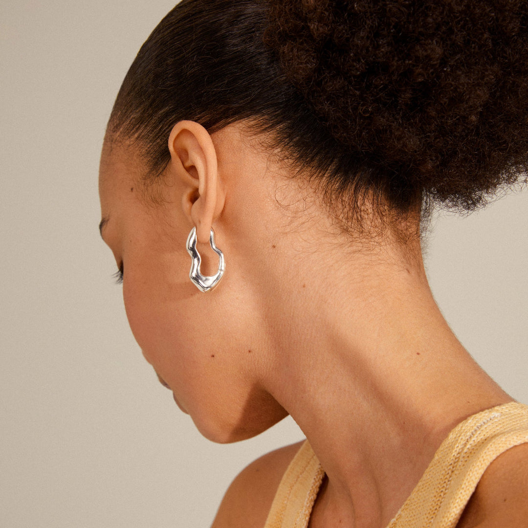 Pilgrim wave recycle wavy earring available from www.thecollectivenz.com