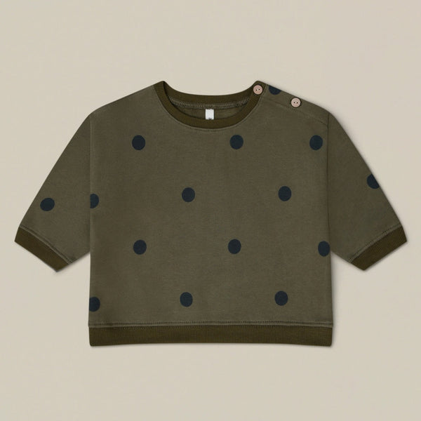 Organic Zoo olive dots sweatshirt available from www.thecollectivenz.com