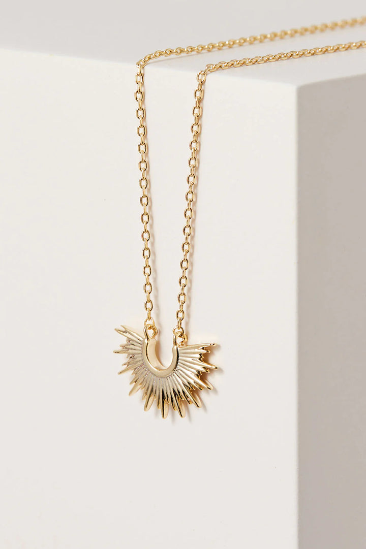 Half Sunburst Necklace - Gold Plated