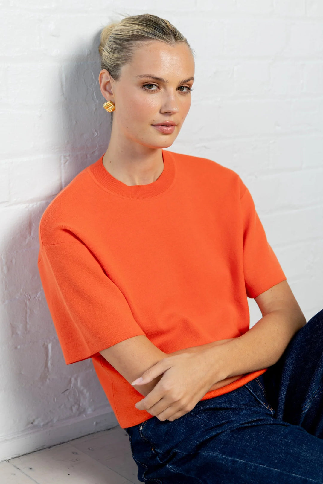 Stories Be Told Intrepid Blood Orange Relaxed Knit Tee