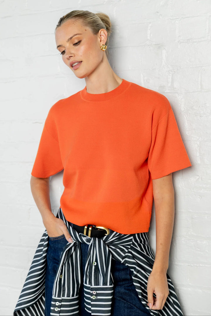 Stories Be Told Intrepid Blood Orange Relaxed Knit Tee