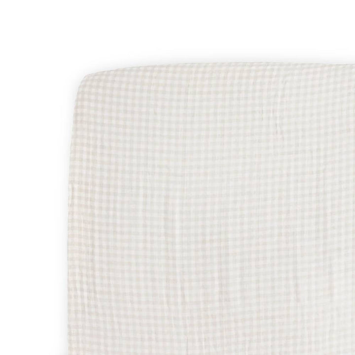 Little Unicorn Knit Cot Sheet - Tan Gingham