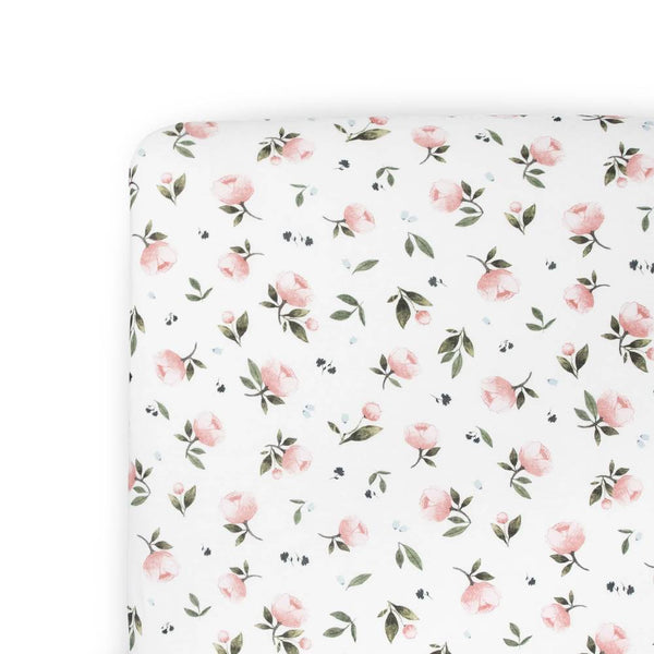 Little Unicorn Knit Cot Sheet - Watercolour Rose