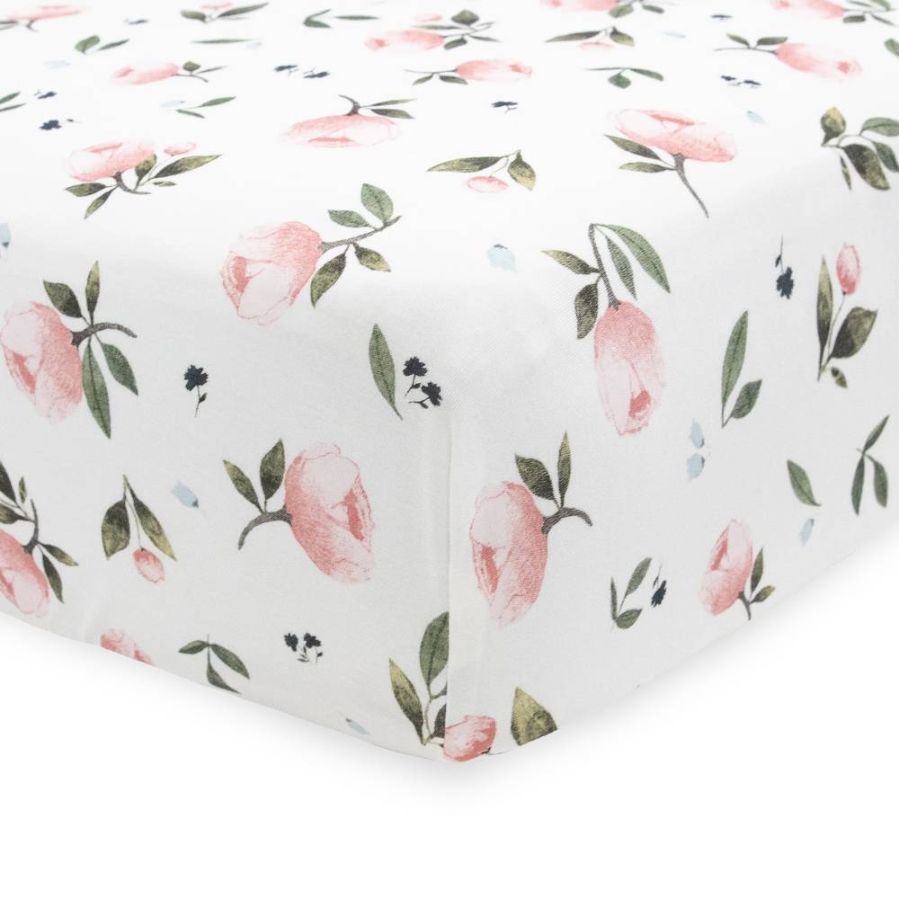 Little Unicorn Knit Cot Sheet - Watercolour Rose