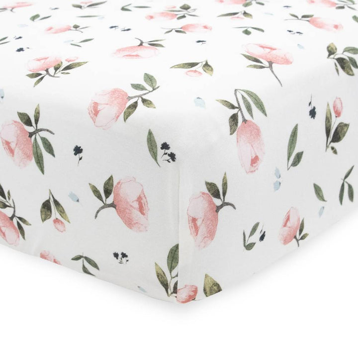 Little Unicorn Knit Cot Sheet - Watercolour Rose