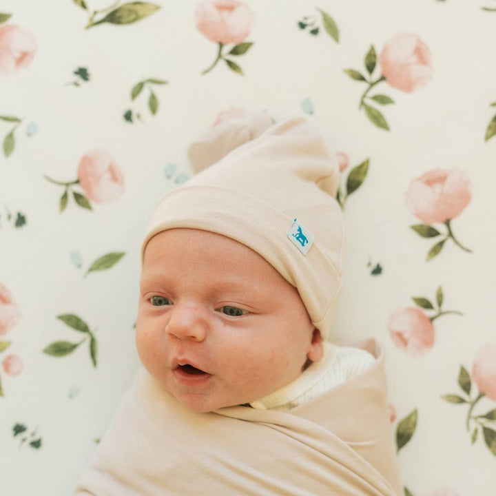 Little Unicorn Knit Cot Sheet - Watercolour Rose