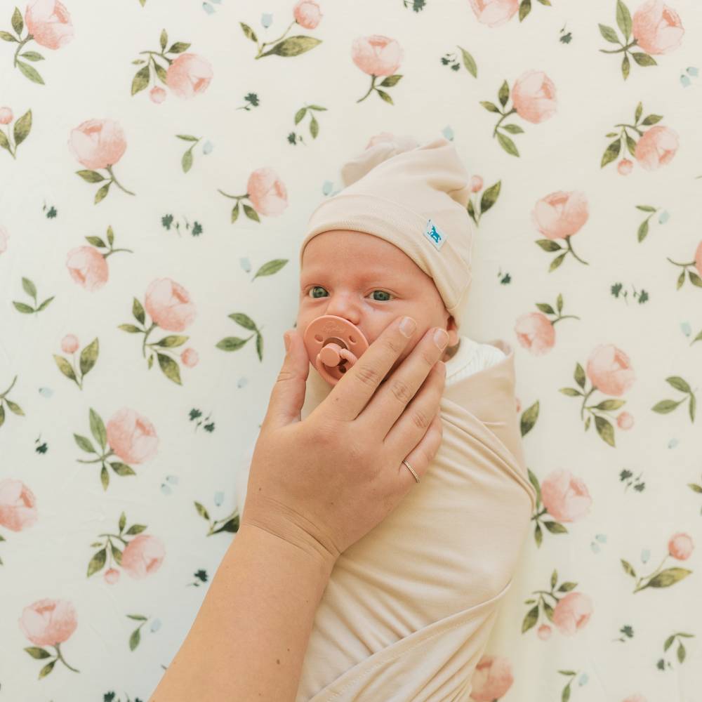 Little Unicorn Knit Cot Sheet - Watercolour Rose
