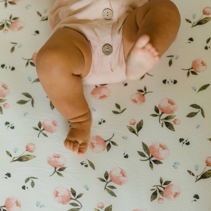 Little Unicorn Knit Cot Sheet - Watercolour Rose