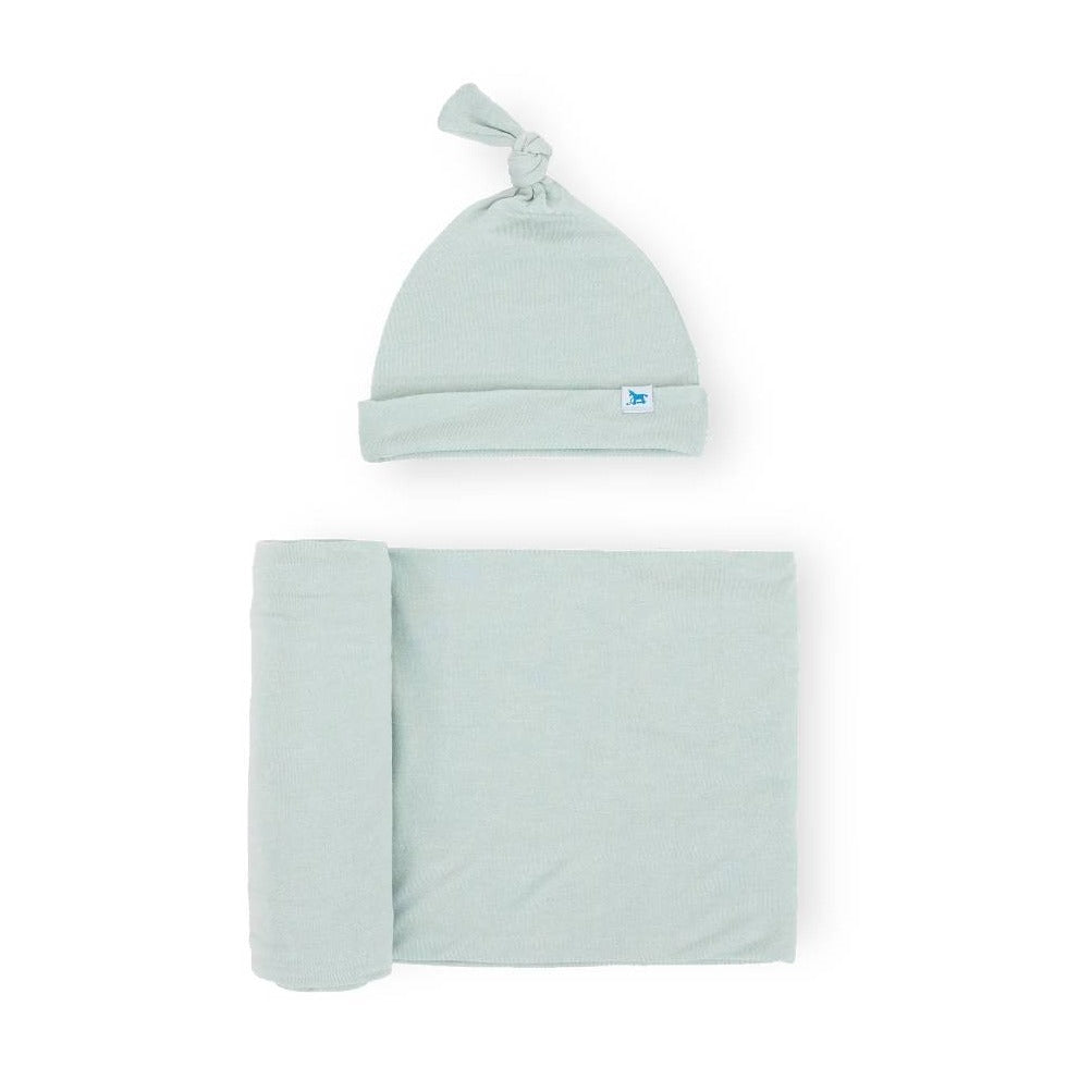 Little Unicorn knit hat and swaddle set available from www.thecollectivenz.com