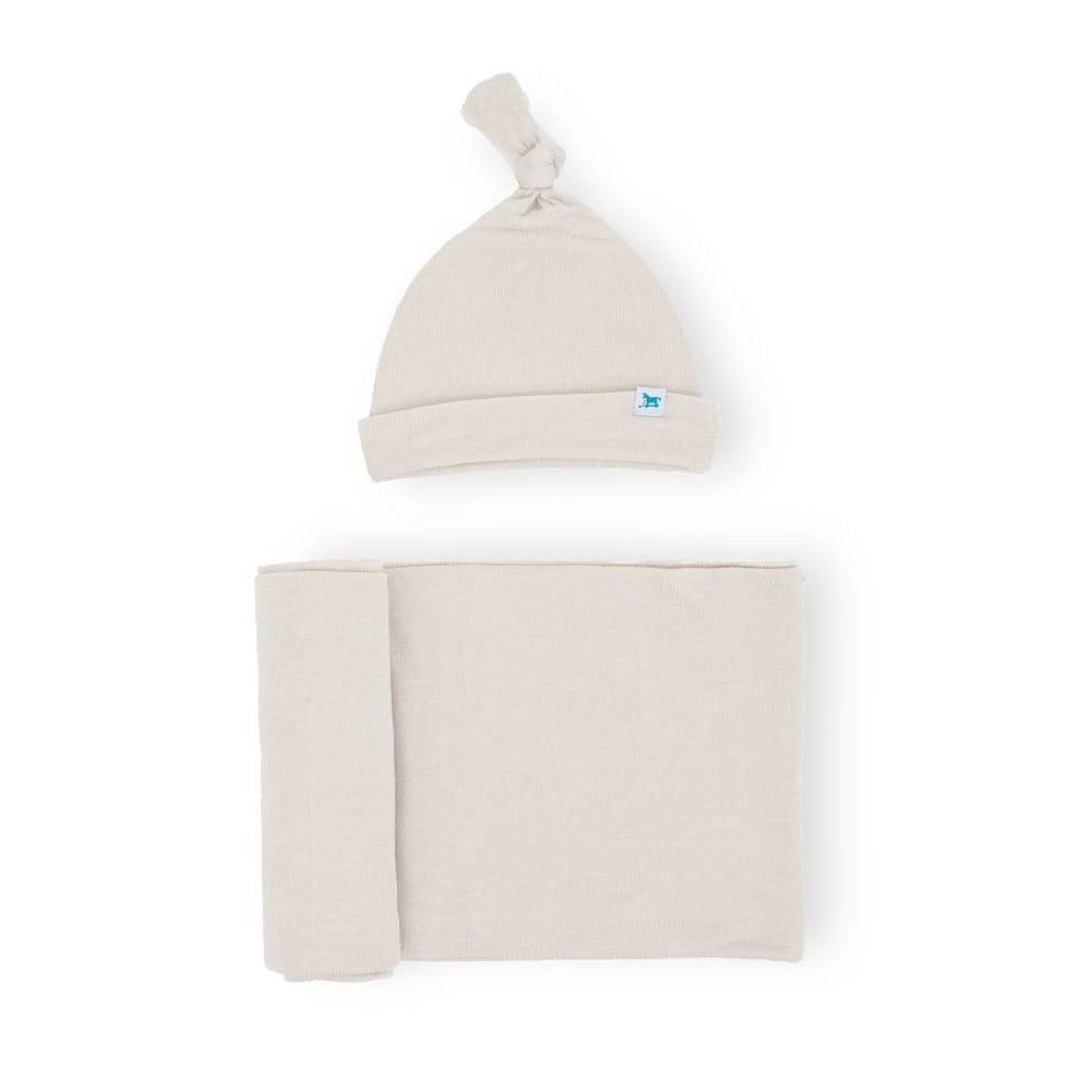 Little Unicorn knit hat and swaddle set available from www.thecollectivenz.com