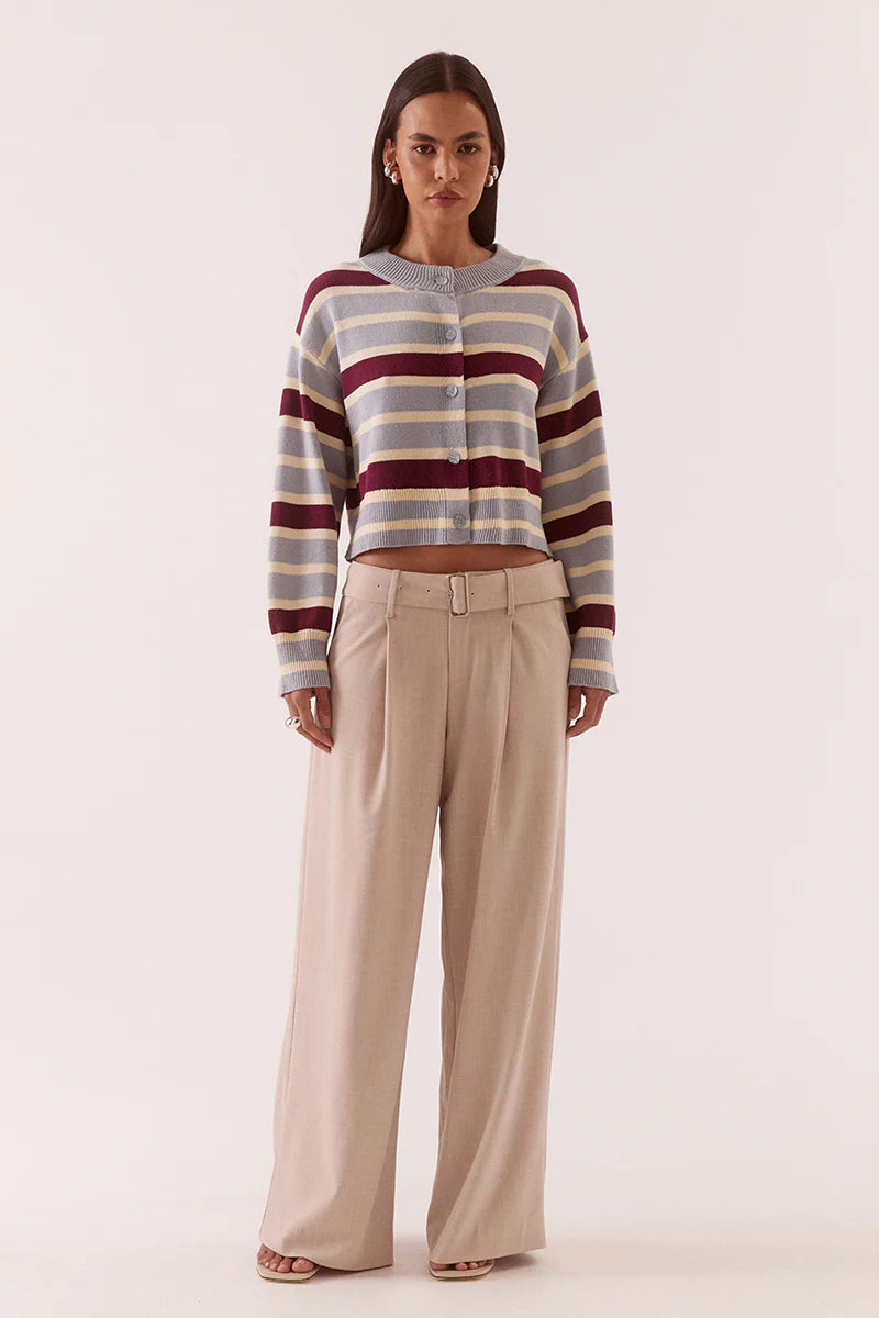 Arlo Stripe Cardigan - Blue / Plum