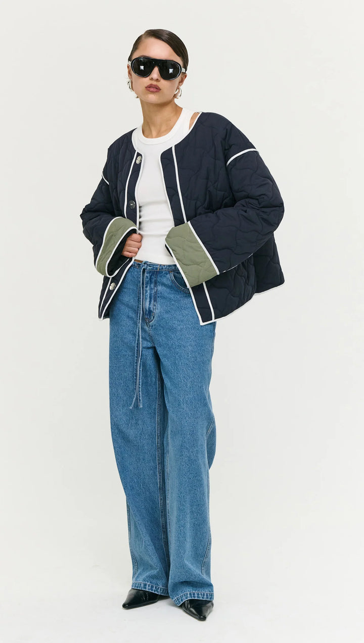 Hollis Puffer Jacket - Black/Olive