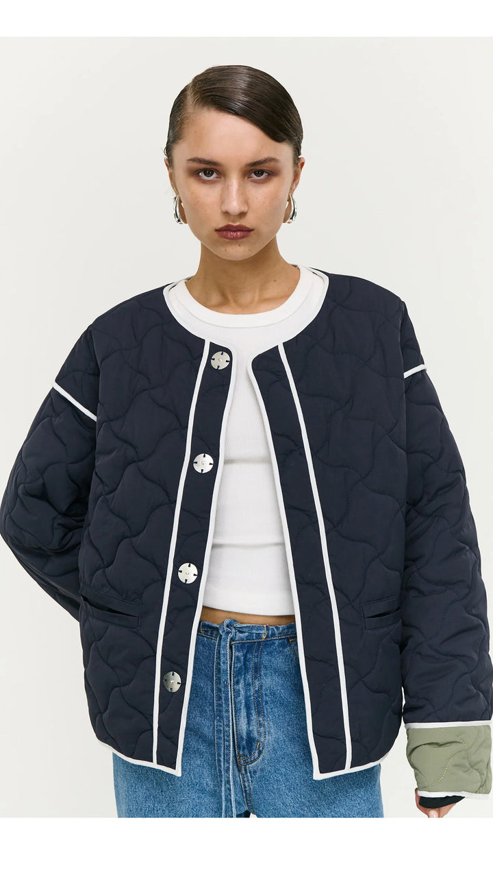 Hollis Puffer Jacket - Black/Olive