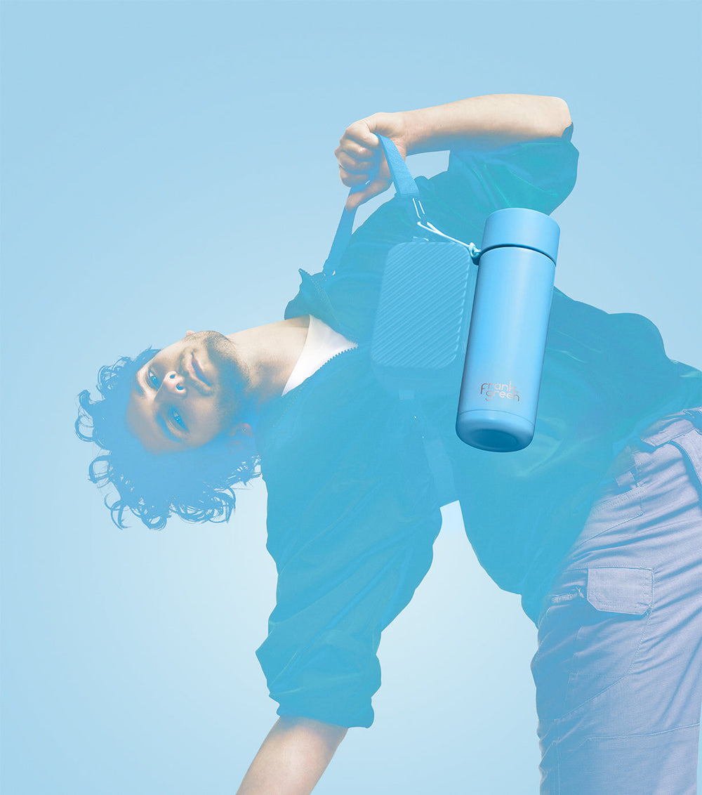 Frank Green sky blue 595ml drink bottle available from www.thecollectivenz.com
