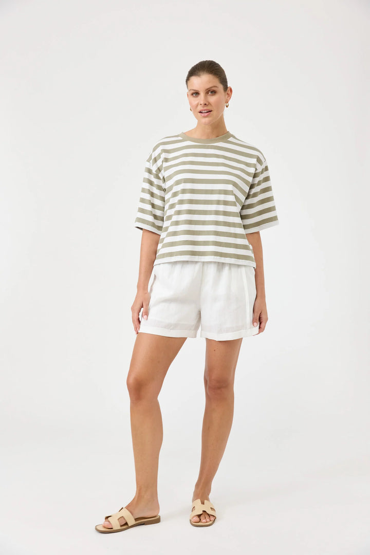 Eb + Ive Studio Stripe T-Shirt - Olive