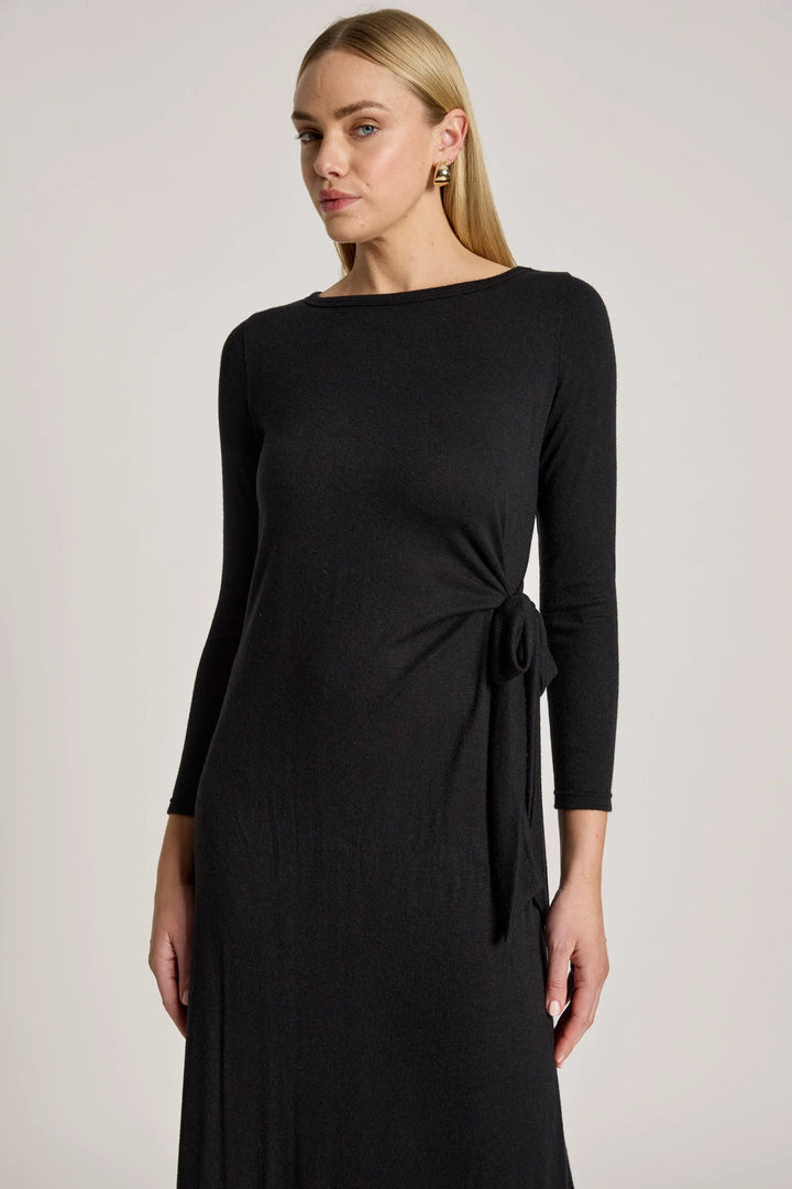 Aria Tie Maxi Dress - Black