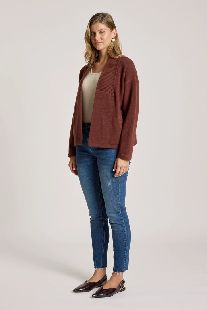Samira Crop Cardigan - Mahogany