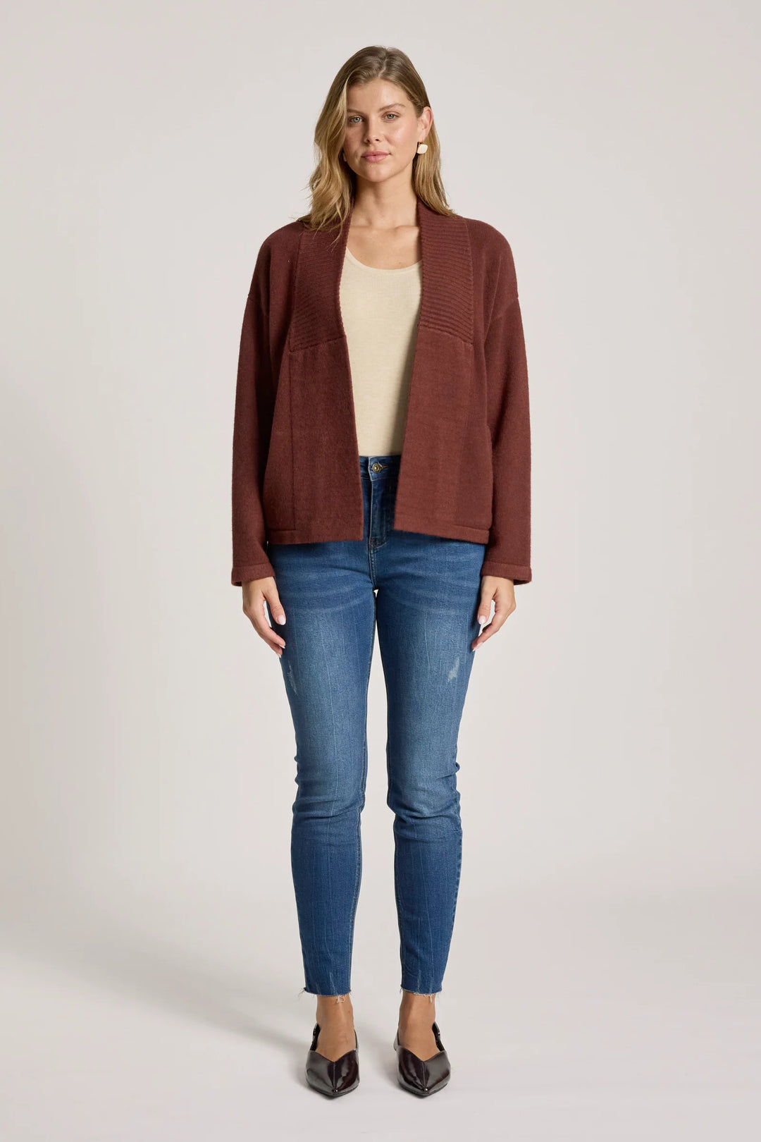 Samira Crop Cardigan - Mahogany
