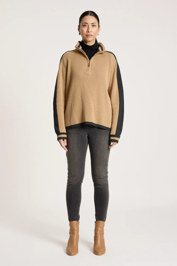 Liora Zip Jumper - Mocha/Charcoal