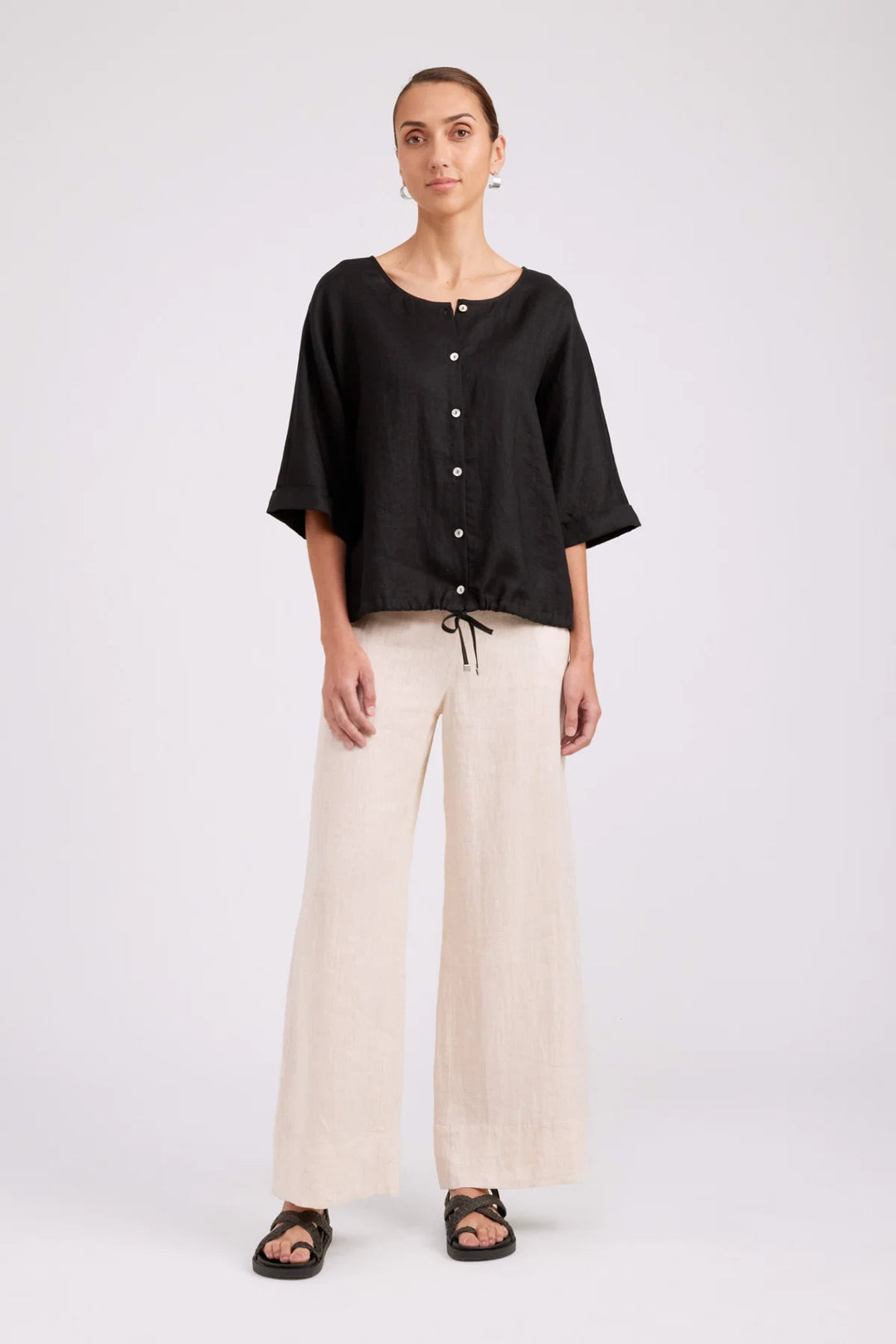 Eb + Ive Studio Button Top/Jacket - Black
