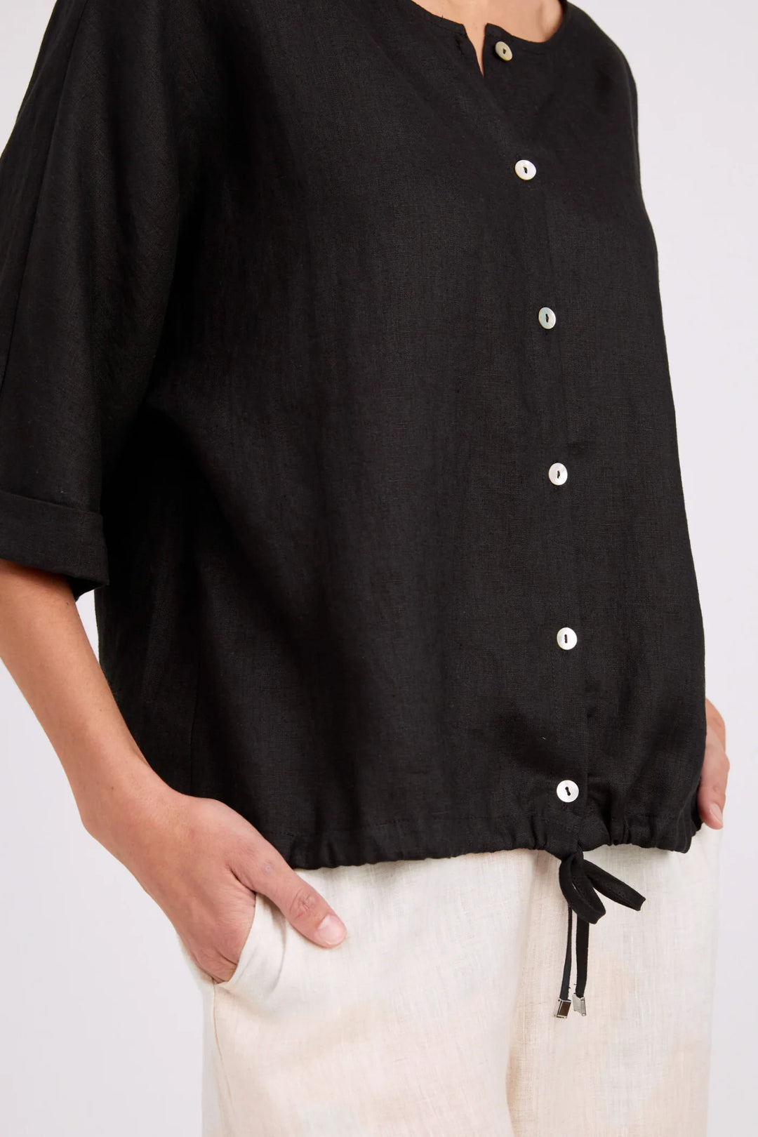 Eb + Ive Studio Button Top/Jacket - Black