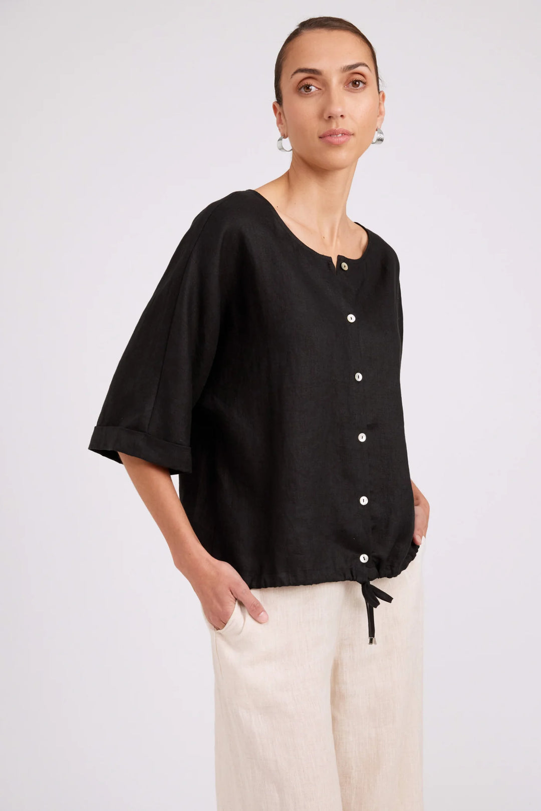 Eb + Ive Studio Button Top/Jacket - Black