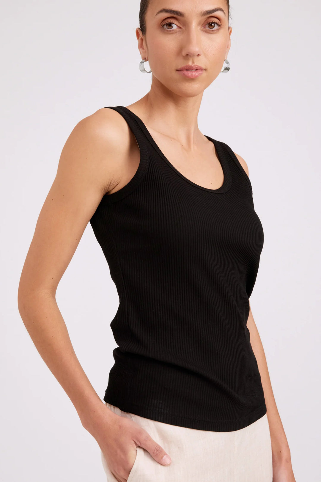 Eb + Ive Studio Ribbed Tank - Black