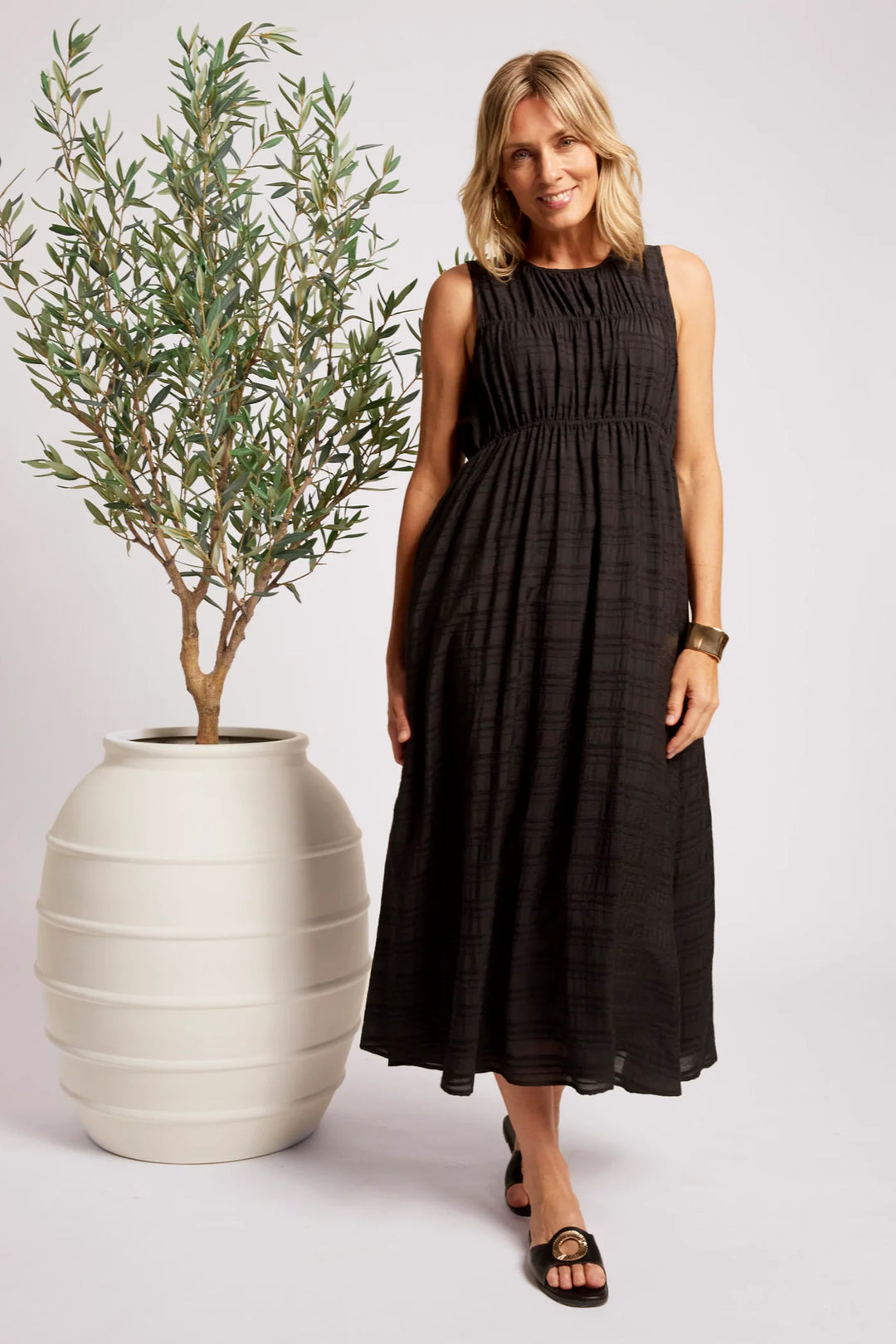 Eb + Ive Sovana Ruched Maxi Dress - Black