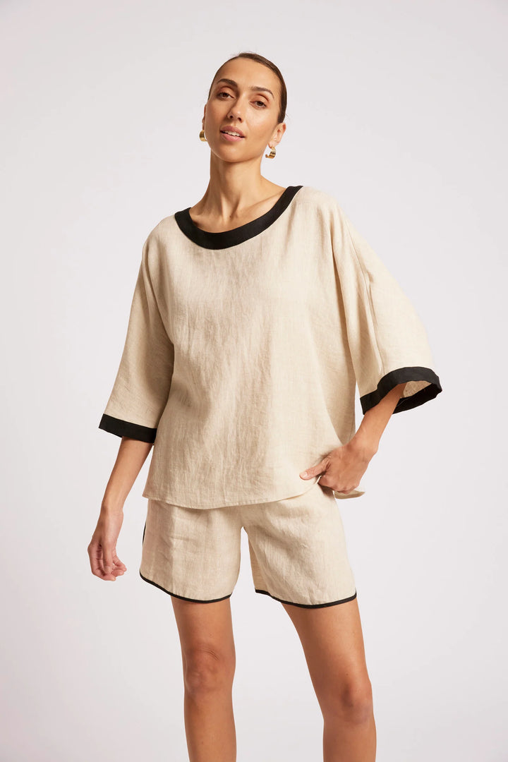 Maris Relaxed Splice Top - Tusk/Black OS