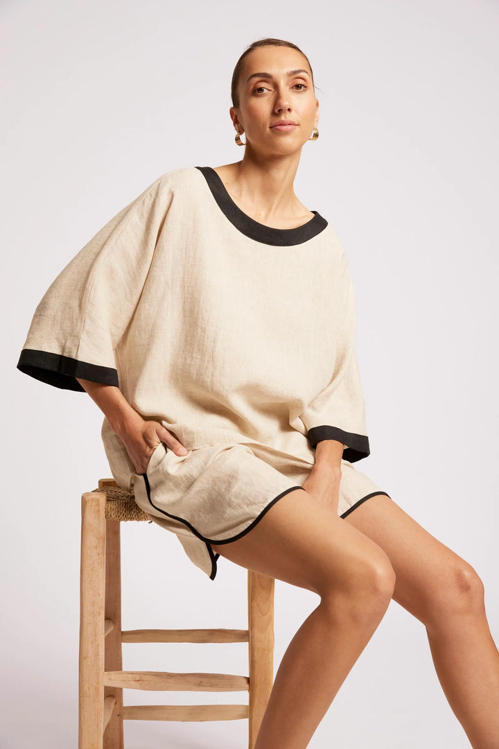 Maris Relaxed Splice Top - Tusk/Black OS