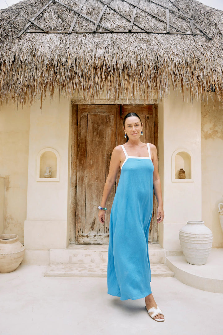 Eb + Ive Maris Splice Tank Maxi Dress - Marine /White