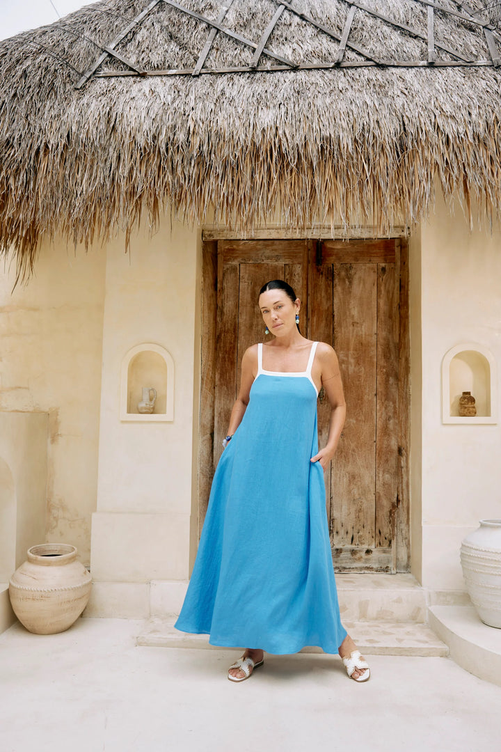 Eb + Ive Maris Splice Tank Maxi Dress - Marine /White