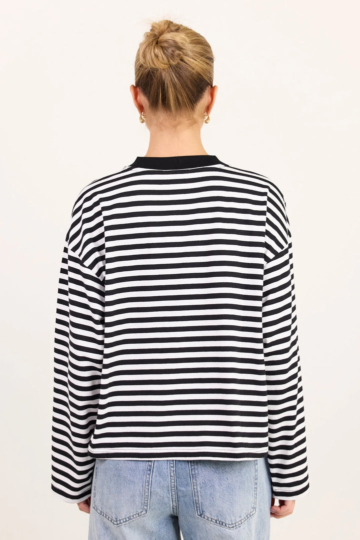 Unite Black & White Stripe Oversized Boxy Tee | Among the Brave