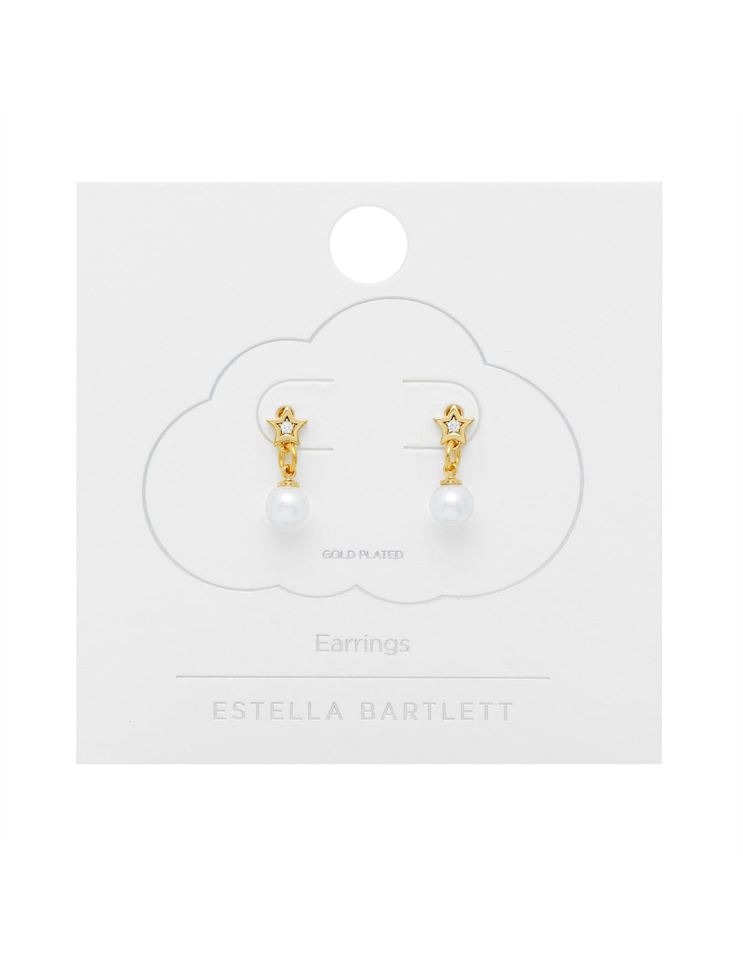 Star And Pearl Stud Earrings - Gold Plated