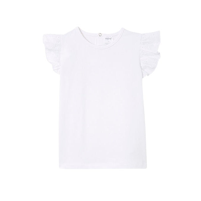 Milky white broderie frill top available from www.thecollectivenz.com