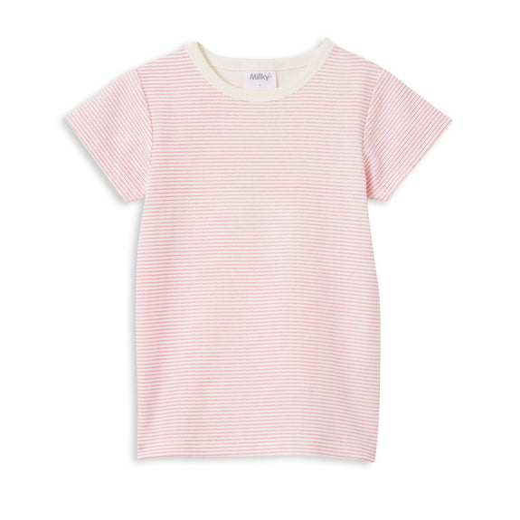 Milky pink stripe tee available from wwwthecollectivenz.com