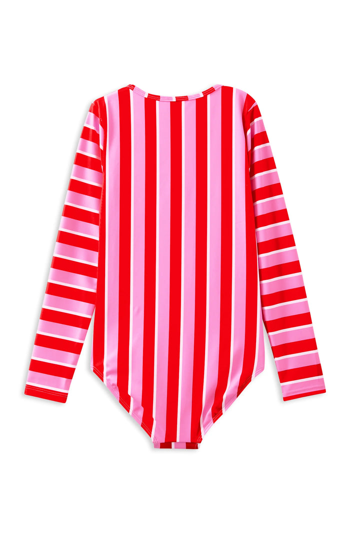 Candy Stripe Long Sleeve Swimsuit