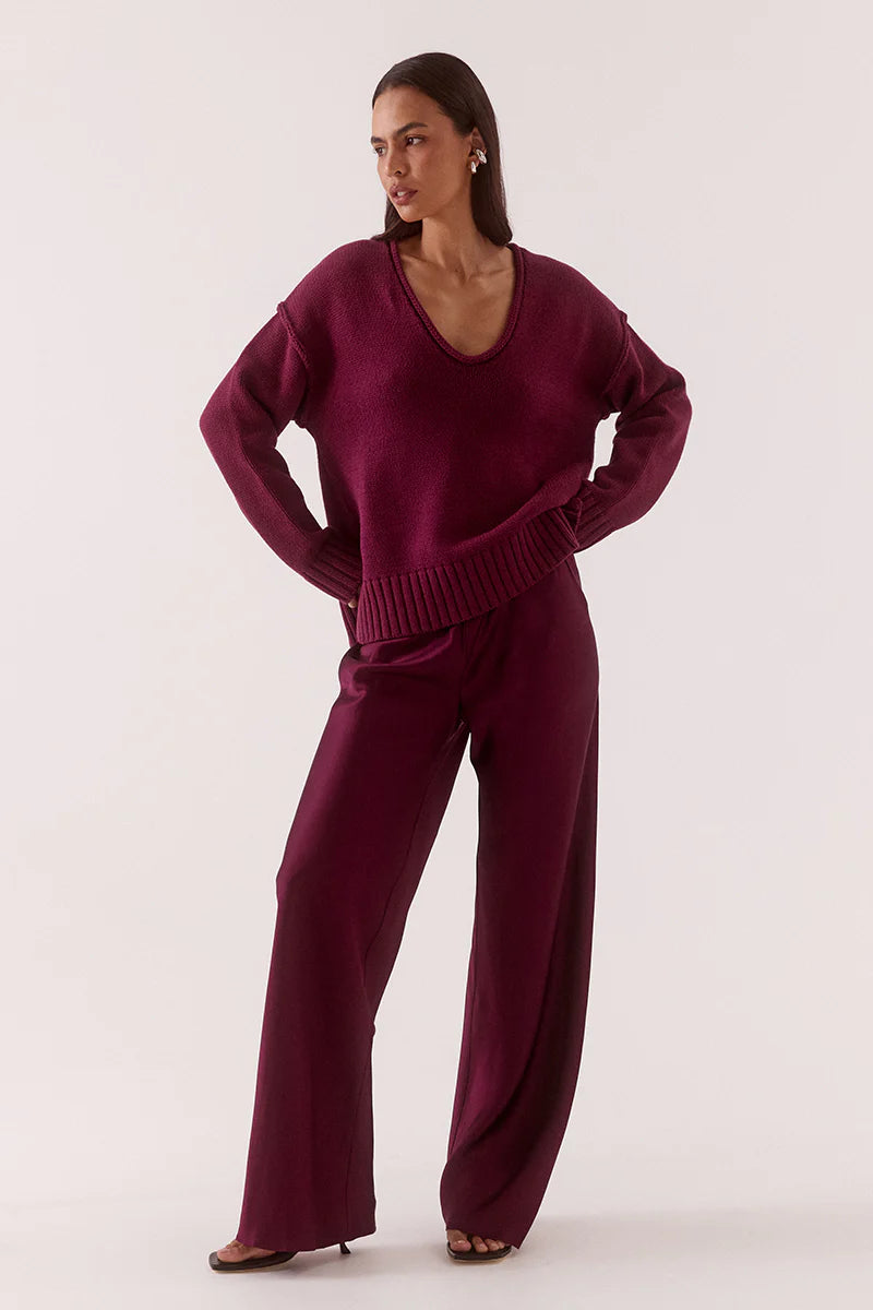Lane Plunge Sweater - Blackberry
