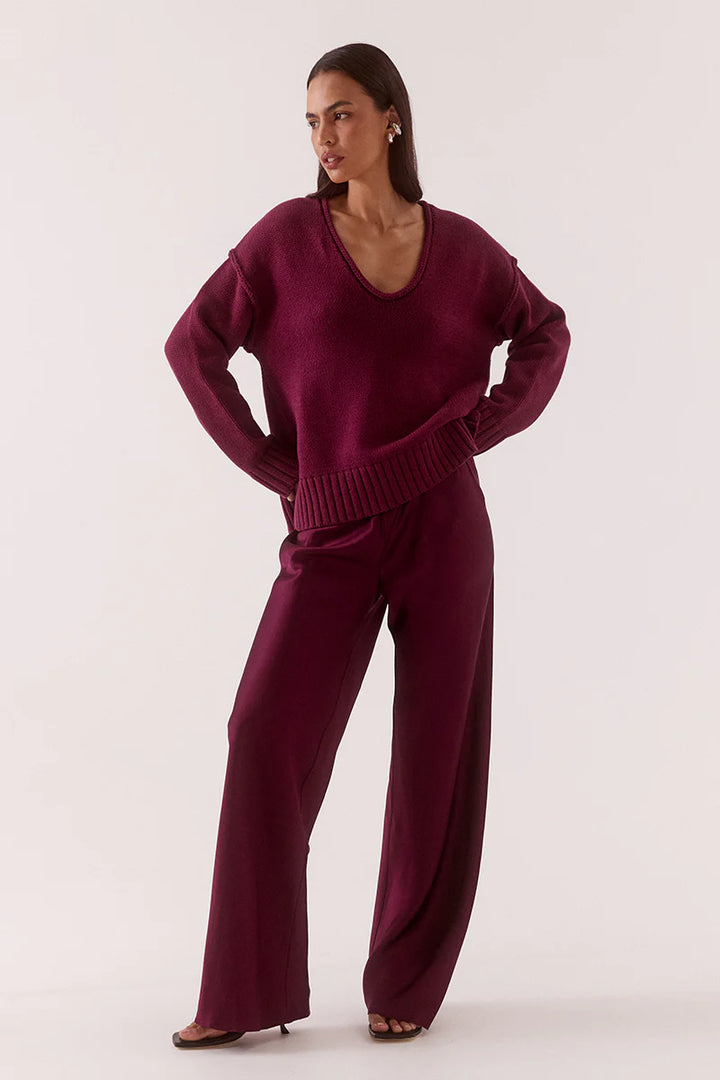Lane Plunge Sweater - Blackberry