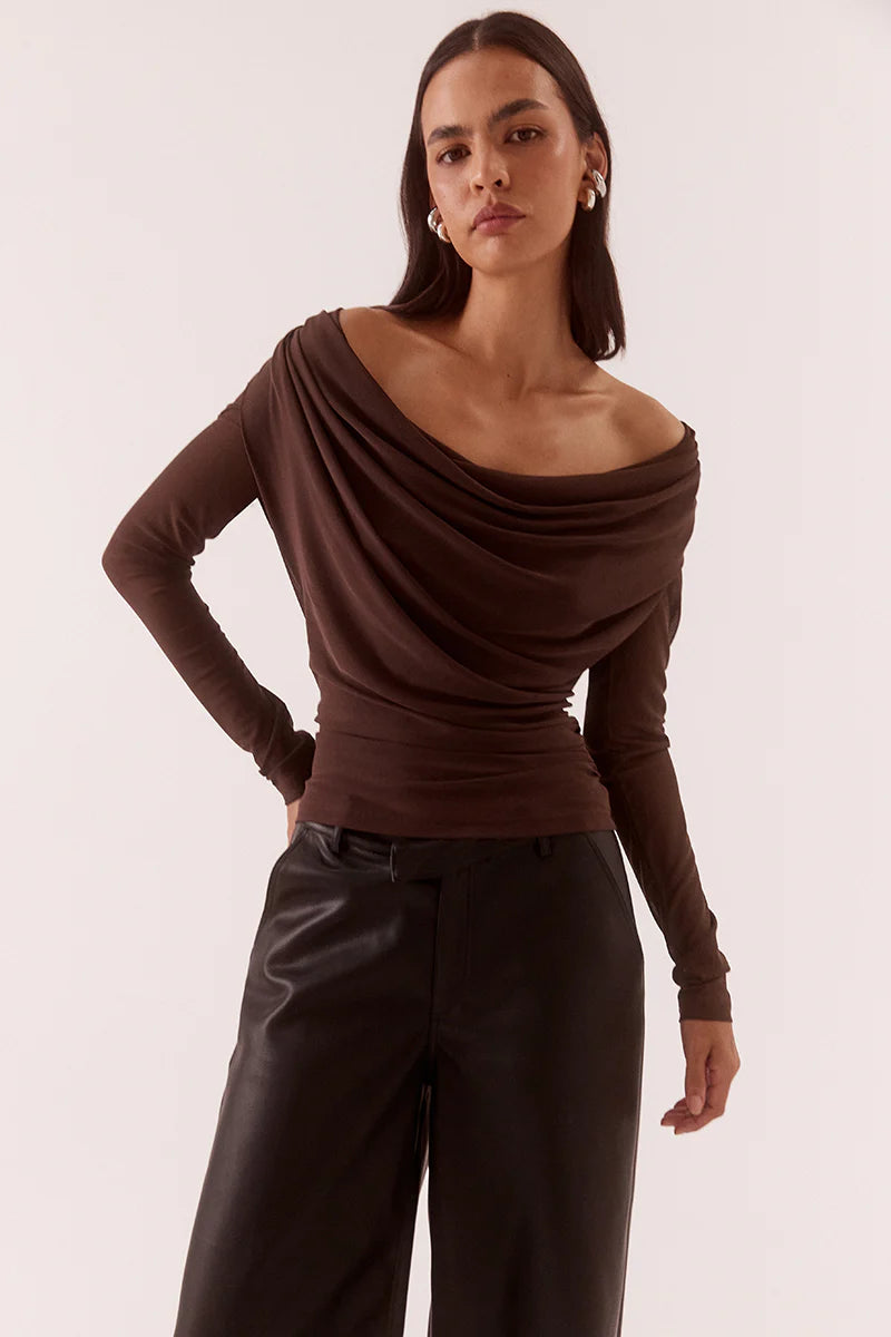 Myriad Drape Top - Rum Raisin