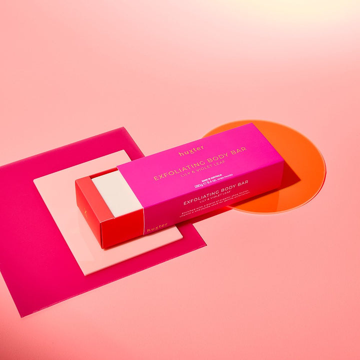 Exfoliating Body Bar - Lily & Violet Leaf / Fuchsia w orange