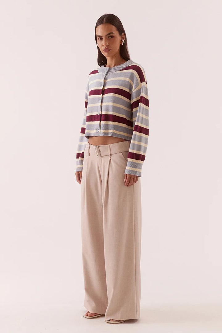 Arlo Stripe Cardigan - Blue / Plum