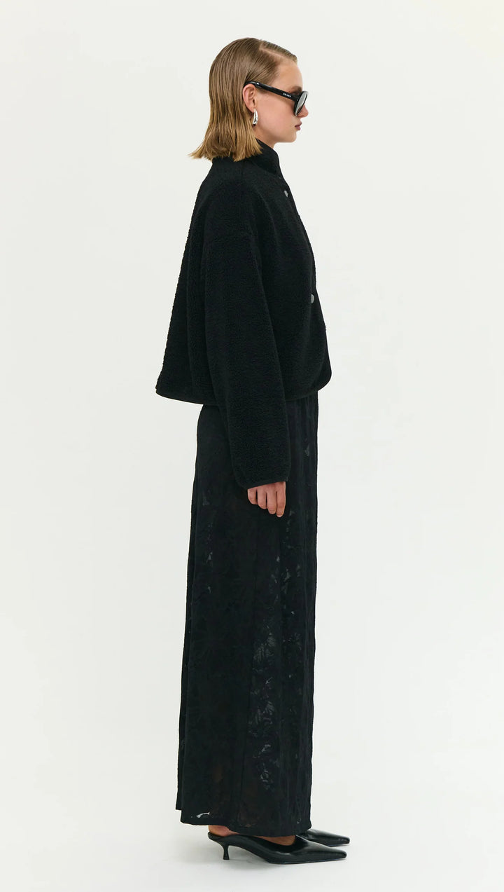 Katya Crop Sherpa Jacket - Black