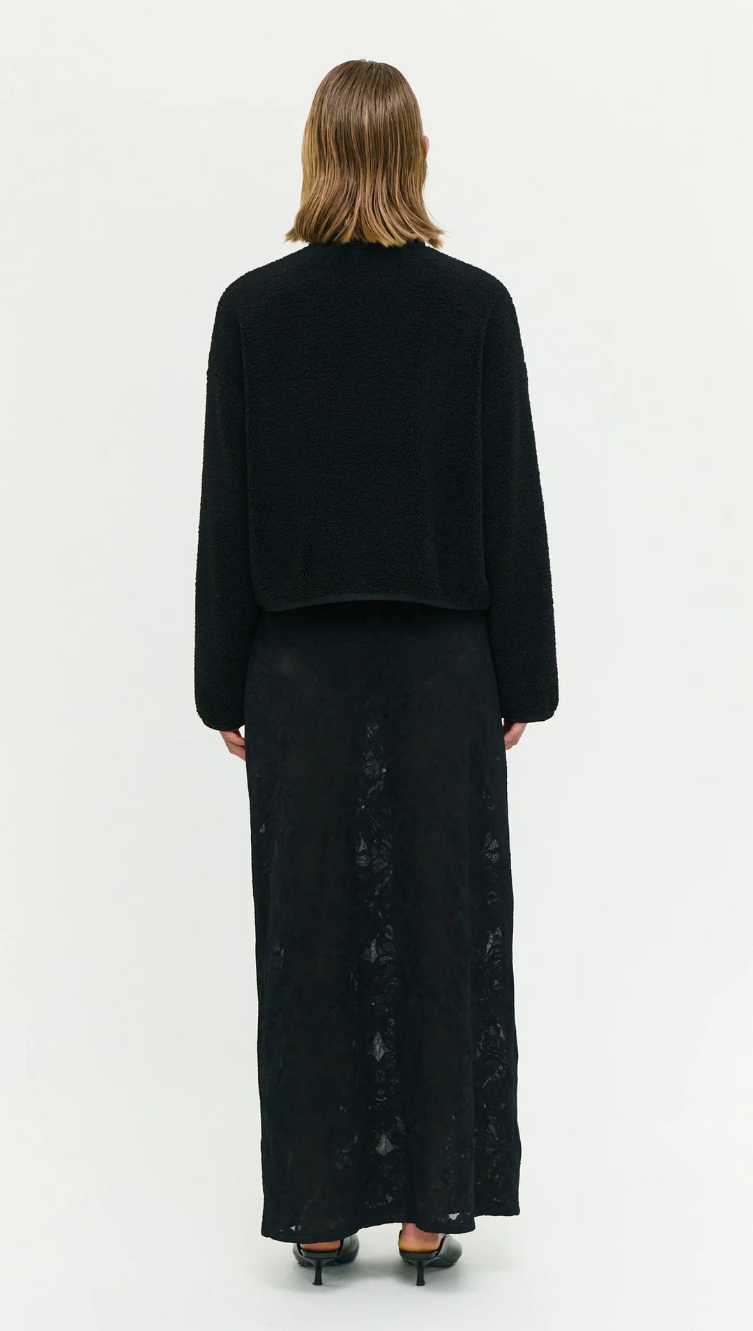 Katya Crop Sherpa Jacket - Black