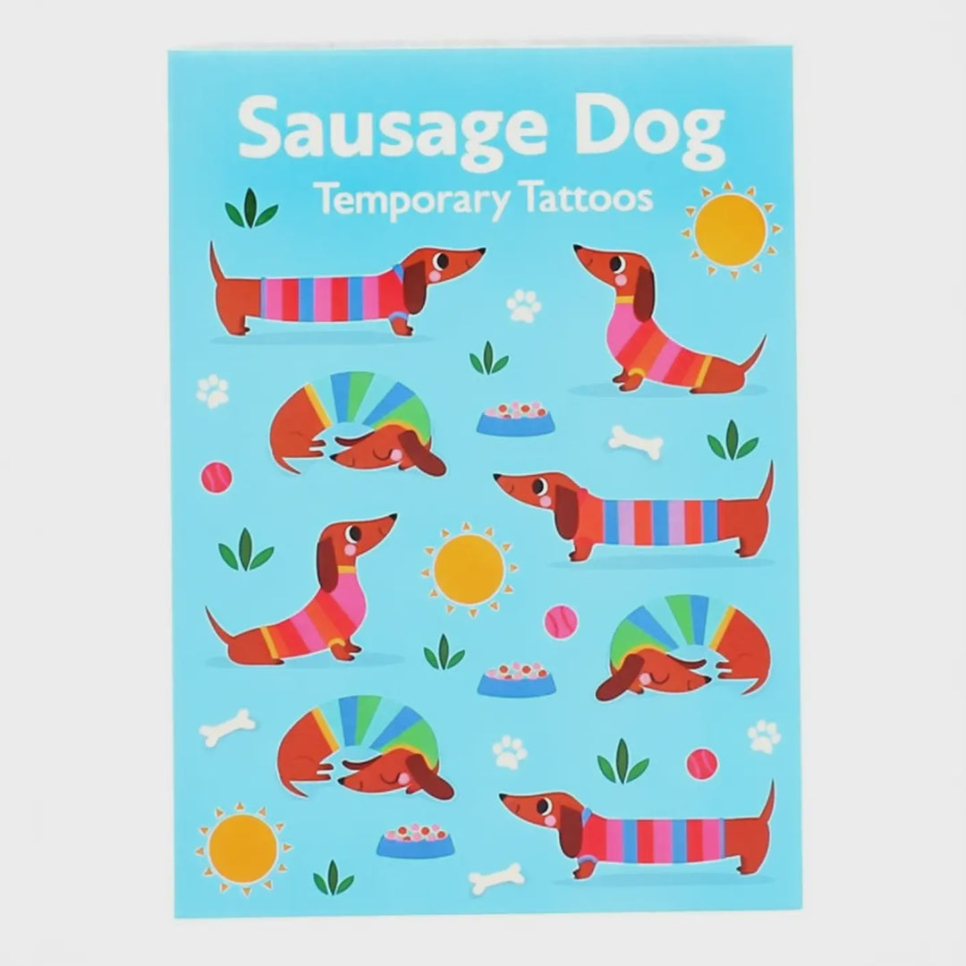 Sunny Sausage Dog Temporary Tattoos (2 Sheets)