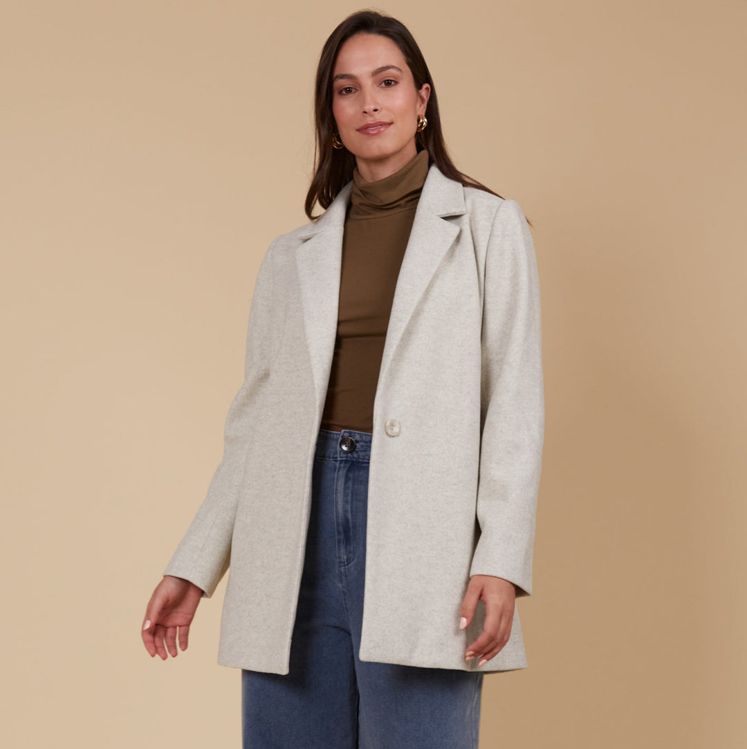 Blending the sleek style of a blazer with the insulating warmth of a coat, the Kali Coat is designed for chilly climates without compromising sophistication, available from www.thecollectivenz.com