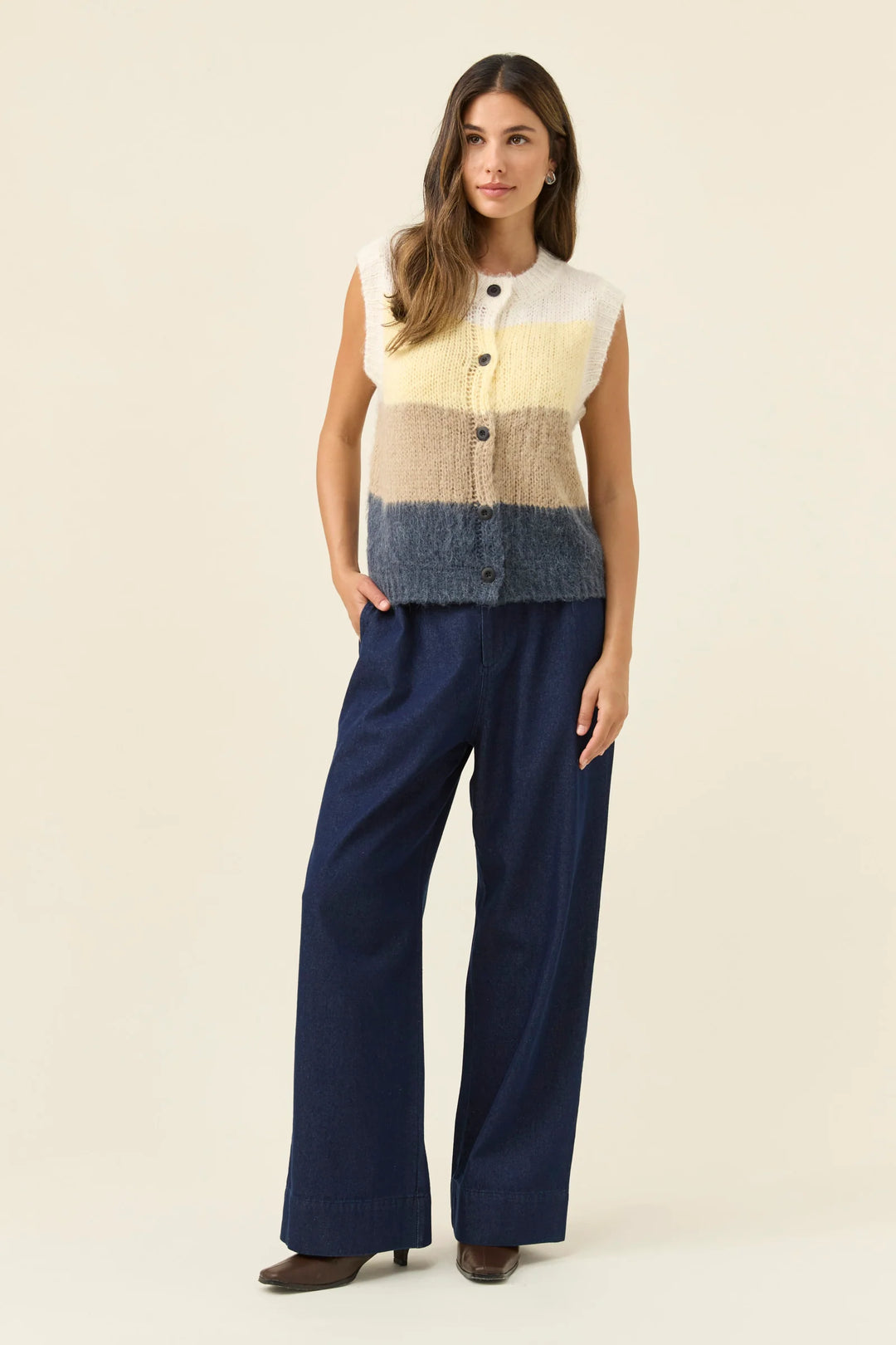 Pallas Stripe Knit Vest - Butter